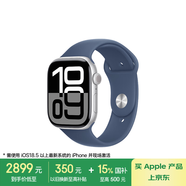 Apple/蘋果 Watch Series 10 智能手表GPS+蜂窩款46毫米銀色鋁金屬表殼丹寧色運(yùn)動(dòng)型表帶M/L MWYG3CH/B