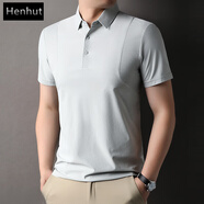 Henhut奢侈高檔品牌短袖Polo衫男士翻領(lǐng)T恤夏季爸爸裝拼接薄款半袖體恤 綠色 S 165/S 【適合105-120斤】