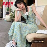 愛(ài)麥依新款氣質(zhì)小飛袖碎花連衣裙女夏季2025海邊度假顯瘦清冷美人長(zhǎng)裙子 圖片色 碎花長(zhǎng)款裙 M 95-105斤