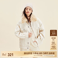 ONLY秋冬復古翻毛領(lǐng)寬松印花短款牛仔外套女|12340B002 J2G 米白色 S 160/80A