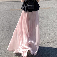 多菲尼森 波光粼粼粉色松緊腰半身裙女新款高腰顯瘦a字長(cháng)裙夏日絕美裙子 波光氣質(zhì)長(cháng)裙粉色 均碼 【80-130斤】