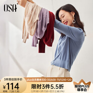 歐莎（OSA）小香風紫色針織開衫外套新款女外搭上衣空調衫遮陽衫春夏 灰藍色 XL
