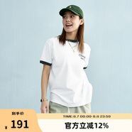 Champion冠軍情侶短袖新款撞色拼接夏季T恤休閑純棉潮牌 白色 L