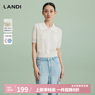 藍(lán)地（LANDI）設(shè)計感精致氣質(zhì)Polo領(lǐng)針織衫女短袖開衫上衣夏新款 乳白色 M
