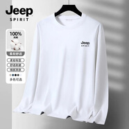 JEEP SPIRIT吉普打底衫男秋款百搭休閑圓領寬松t恤親膚質(zhì)感復古潮流男士上衣