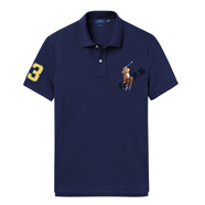POLO SPORT美國保羅oolo衫男短袖寬松大碼純棉翻領(lǐng)t恤男商務(wù)休閑半袖體恤男 寶藍色 M 建議120-140斤