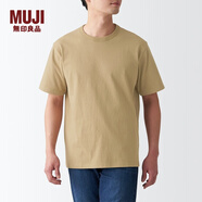 無(wú)印良品（MUJI） 男式 粗棉線 天竺編織 短袖T恤 打底衫男款 純棉全棉 ABA18A2S 淺米色 M 170/92A