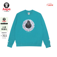 AAPER男裝猿人軍團(tuán)印花加絨圓領(lǐng)衛(wèi)衣3864XXH GRK/綠色 XL 均碼