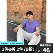 牧唯美式重磅插肩短袖t恤男夏季新款刺繡260曼巴棉休閑百搭情侶潮體恤 藍(lán)色 XL [建議125-145斤]