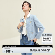 尚都比拉春秋經(jīng)典圓領(lǐng)小香風(fēng)外套女通勤減齡百搭女裝上衣 藍(lán)色 M 