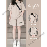 翰鷗斐少女服裝品牌夏季女裝韓系時(shí)尚運動(dòng)套裝女夏季寬松顯瘦韓版學(xué)生po 麥色 【棉質(zhì)兩件套】 L 【建議100-115斤】