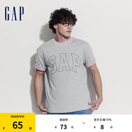 Gap【熱賣爆款】男裝夏撞色logo圓領(lǐng)短袖T恤純棉上衣544465 灰色 185/108A(XXXL) 亞洲尺碼