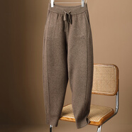 GUYN國際一線(xiàn)品牌美拉德歐洲外運動(dòng)褲婦女春冬羊絨奶奶褲經(jīng)典羊毛風(fēng)格 深駝色 累銷(xiāo)5000 S (90-105斤)