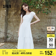 森馬（Semir）連衣裙女白月光氣質(zhì)溫柔夏季2025蝴蝶結(jié)優(yōu)雅U領(lǐng)長裙109325114004