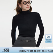 范思藍恩【可機洗全羊毛】針織衫秋冬半高領內(nèi)搭打底衫毛衣14114 黑色高領 S