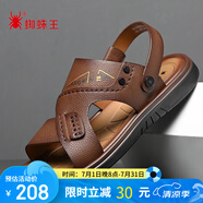 蜘蛛王男士涼鞋輕質(zhì)駕車沙灘鞋鏤空透氣一腳蹬兩用拖鞋 棕色 41 