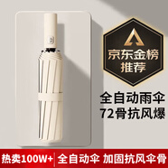 暖心話全自動(dòng)雨傘折疊大號(hào)男女雙人晴雨兩用防紫外黑膠防曬遮陽傘太陽傘 72骨升級(jí)款大傘-典雅米