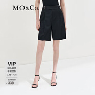 MO&Co.高腰直筒五分短褲休閑西裝西褲女防曬 摩安珂 黑色-第1批 XL 175