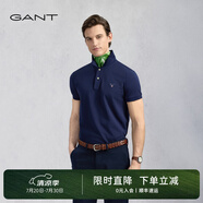 GANT【100%棉】GANT/甘特夏男士寬松時(shí)尚休閑舒適通勤翻領(lǐng)短袖POLO衫 433夜藍(lán)色 M