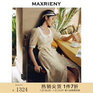 MAXRIENY風(fēng)鈴花娃娃茶歇裙夏復(fù)古短袖蕾絲連衣裙 拼花 M 02