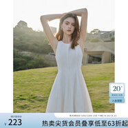 范思藍恩夏季腰精裙氣質(zhì)收腰無(wú)袖背心連衣裙女夏季新款海邊度假顯瘦裙 瓷白色-無(wú)袖 M