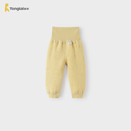童泰（TONGTAI）寶寶褲子秋冬季純棉保暖兒童秋褲家居睡褲高腰護肚長褲黃色90cm