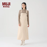 無印良品（MUJI）女式 木棉混 燈芯絨 背帶裙寬松直筒中長款連衣裙 美拉德BE12CC3A 象牙色 S