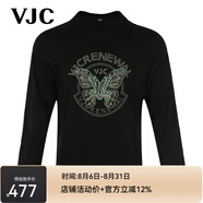 威杰思（VJC） 秋季新款男裝長袖上衣燙鉆休閑T恤D24CA2719 黑色 常規(guī) XL 52