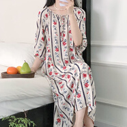 簡(jiǎn)方位新中式國(guó)風(fēng)睡裙女夏季棉綢感連衣裙家居睡衣薄款卡通大碼長(zhǎng) 茶歇 HX2412國(guó)風(fēng)裙 均碼 加長(zhǎng)版 T碼裙長(zhǎng)130cm
