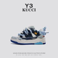 Y-3【時(shí)尚休閑】Y3KUCCI夏季新款透氣面包鞋厚底百搭板鞋網(wǎng)紅老爹鞋 牛仔藍[小眾配色]30031 標準運動(dòng)鞋碼9 45