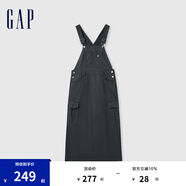 Gap女裝夏季多口袋可調(diào)節(jié)背帶裙工裝戶外百搭長裙498048 黑色 S (160/80A) 亞洲尺碼