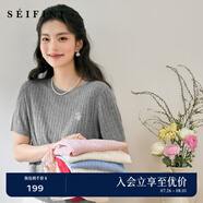 詩凡黎（'SEIFINI）詩凡黎涼感天絲老錢萊賽爾POLO絞花針織衫25夏新薄圓領(lǐng)短袖開衫女 淺灰色 圓領(lǐng)套頭 M