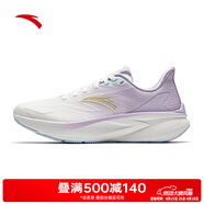 安踏葉子5 女鞋跑步鞋2025夏季新款軟底輕質(zhì)網(wǎng)面透氣運(yùn)動(dòng)鞋情人節(jié)禮物 【飛羽】紙莎白/淺霧紫/冰凍藍(lán)-4 38