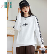 Halo Queen衛(wèi)衣女春秋圓領(lǐng)條紋時尚慵懶風寬松套頭上衣外套潮流H143W1017