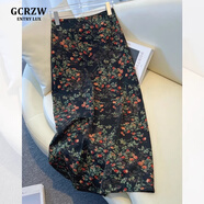 GCRZW輕奢醋酸印花半身裙女夏季薄款2025新款巨好看碎花a字裙包臀裙子 橘色花朵 【高檔氣質(zhì)款】 XL /29 建議115-125斤