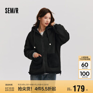 森馬（Semir）森馬外套女仿羊羔毛搖粒絨雙面穿連帽重磅夾克24新款109724108002