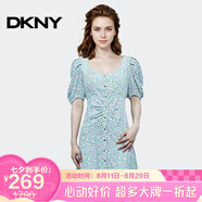 唐可娜兒（DKNY）【京東奧萊】法式小眾碎花連衣裙女夏季新款收腰顯瘦氣質(zhì)短袖裙子 W1312Z53-392 S