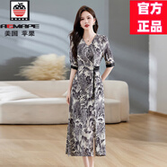 AEMAPE高端貴夫人桑蠶絲連衣裙2025夏季新款減齡高腰褶皺設(shè)計真絲薄款裙 黑色 2XL 120-139斤