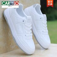 卡帝樂(lè)鱷魚(yú)（CARTELO）男鞋2025新款春秋透氣小白鞋一腳蹬男士運(yùn)動(dòng)鞋百搭休閑鞋軟底板鞋 白灰8203 41