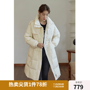獨(dú)束【三色可選】大碼女裝白鴨絨羽絨服女冬新款胖mm收腰顯瘦外套 米杏色 L