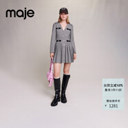 Maje 女裝千鳥格設(shè)計感百褶裙長袖連衣裙短裙MFPRO03213 黑白色 T38
