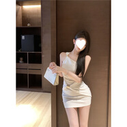 純欲風(fēng)性感斜肩連衣裙女夏季修身白色短裙小眾顯身材收腰包臀裙子 白色 S