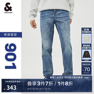 杰克·瓊斯（JACK&JONES）男裝修身牛仔褲男彈性品牌男褲休閑高檔潮流四季款寬松直筒褲子 084中牛仔藍(lán) 修身 38 190 W38/L34