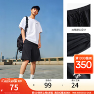 安踏（ANTA）【快干棉】T恤男女同款2025夏季情侶吸濕排汗LOGO寬松休閑短袖t恤 【店長(cháng)推薦短褲】基礎黑8310-4 2XL /男185 女180