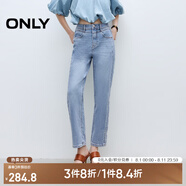ONLY2025春季新款通勤氣質高腰直筒褲九分褲牛仔褲女|125149028 J33 350水洗牛仔藍 M M標準褲長