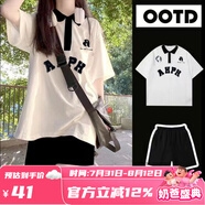 莞町初中生12-15歲女孩衣服短袖短褲套裝夏季女大童運(yùn)動(dòng)套裝2025新款 兩件套裝【夏季新款】 160 M適合86-105斤