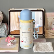 暢印保溫杯女生高顏值新款2025大容量泡茶杯學(xué)生上學(xué)專(zhuān)用便捷兒童水杯 藍色蛋糕狗【帶提繩】600mL