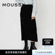 moussy新款純色簡(jiǎn)約高腰針織包臀半身裙010EAW70-6680 020黑色 M 00002