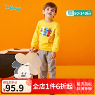 迪士尼寶寶（Disney Baby）童裝男童女童套裝潮酷米奇米妮衛(wèi)衣套裝兒童外出服 黃色T1281 4歲/身高110cm