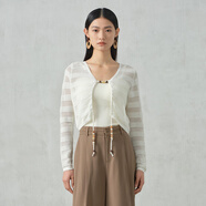 阿依蓮（A.YILIAN）【商場(chǎng)同款】阿依蓮氣質(zhì)防曬針織開衫女2025夏季新款設(shè)計(jì)感上衣 梔子白 XL